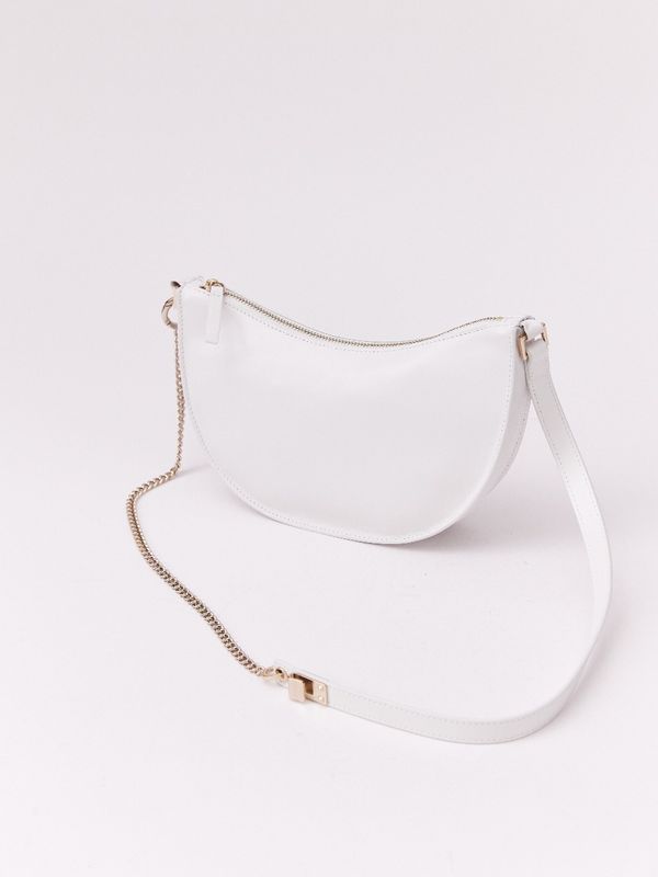 Сумка-полумесяц из гладкой кожи, белый