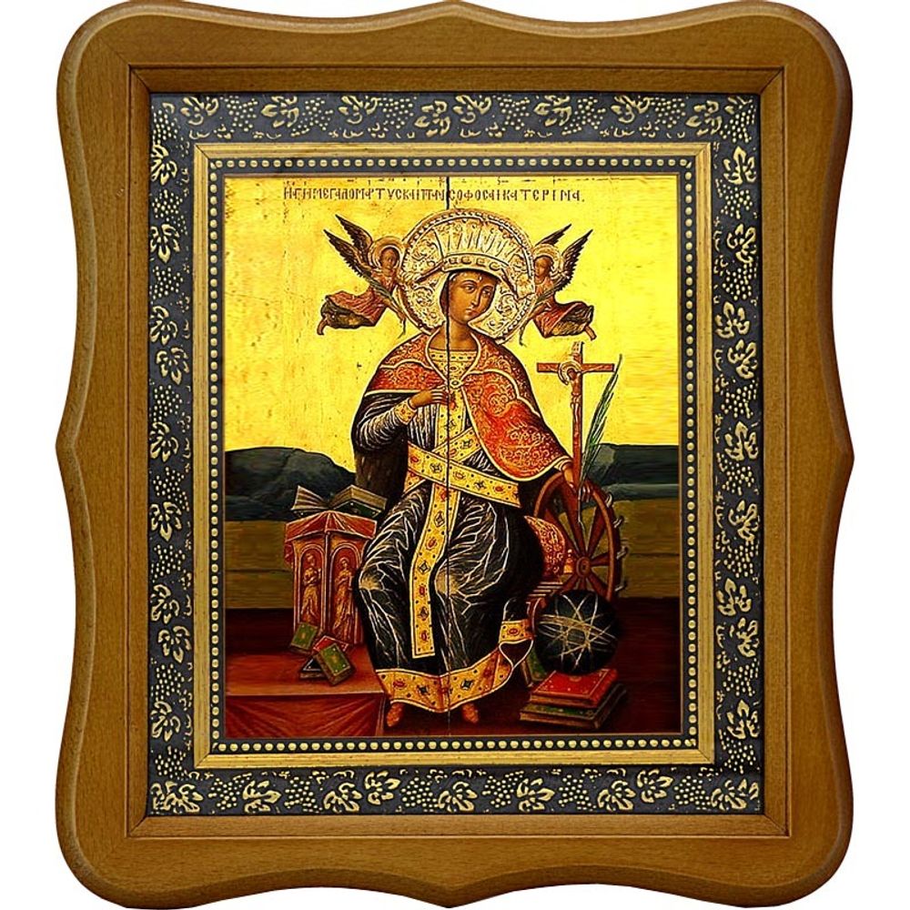 Святая Екатерина Александрийская. Копия старинной иконы на холсте.