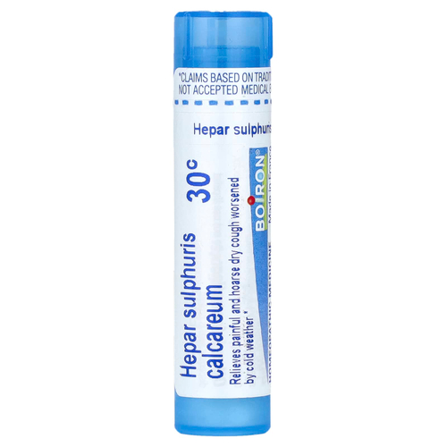 Boiron, Hepar Sulphuris Calcareum, 30C, средство от сухого кашля, прибл. 80 гранул