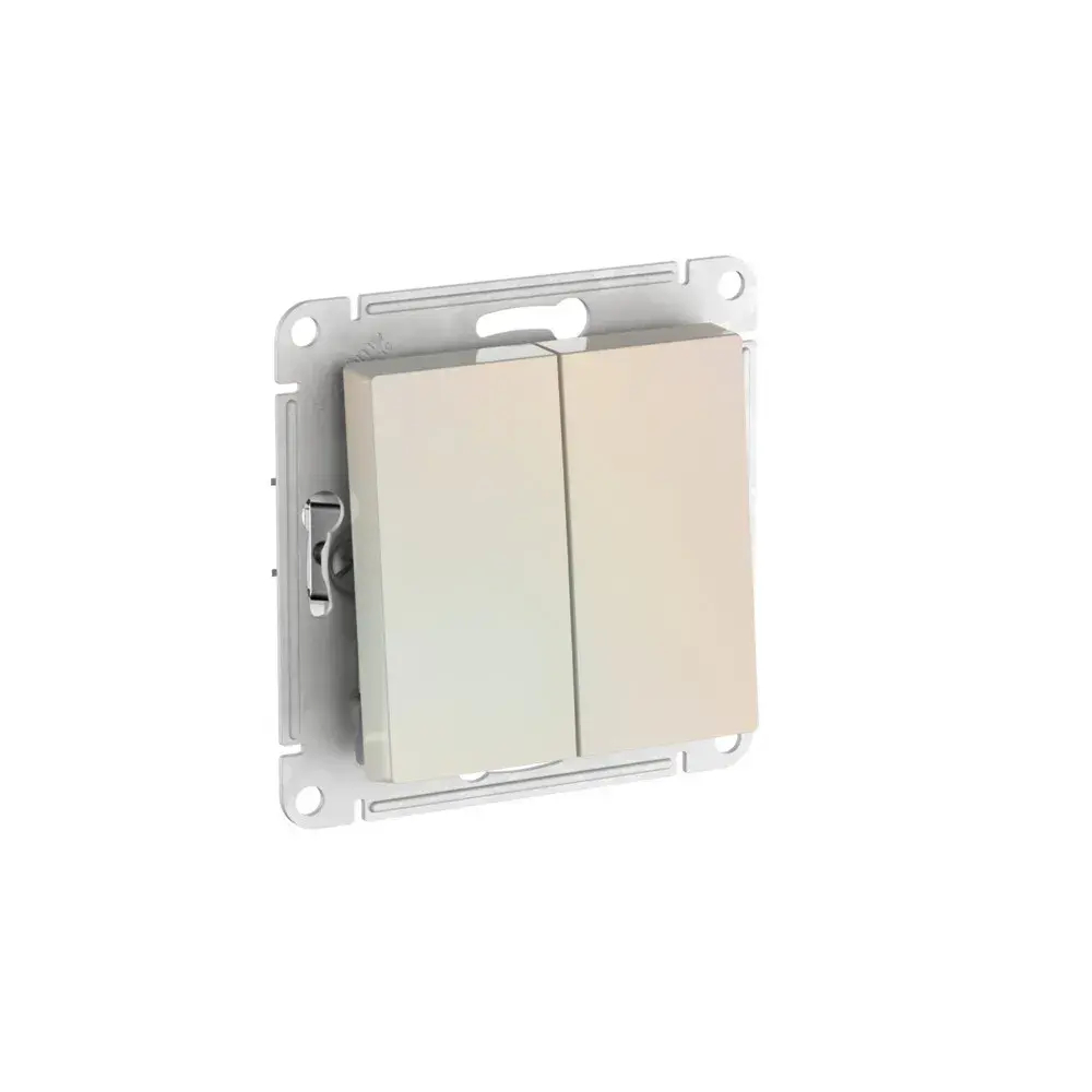 ATLASDESIGN 2-клавишный ВЫКЛЮЧАТЕЛЬ, сх.5, 10АХ, мех., быстрозажим. клем., ЖЕМЧУГ