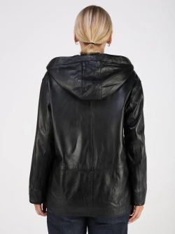 Кожаная куртка демисезонная с капюшоном