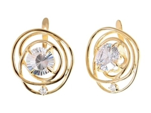 "Кортленд" серьги в золотом покрытии из коллекции "Нью-Йорк" от Jenavi с английским замком