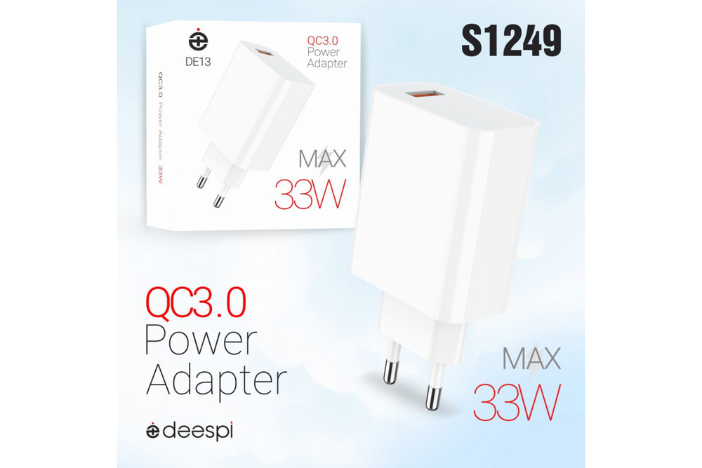 Сетевой адаптер питания DEESPI DE13 USB 33W QC3.0 (белый)