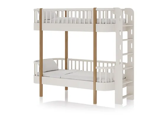 Кровать двухъярусная Classic торцевая лестница (молочный)