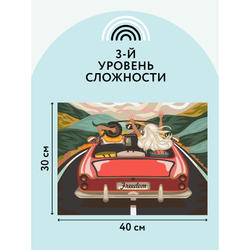 Картина по номерам на холсте "В лето на кабриолете", 30*40, с акриловыми красками и кистями, ТРИ СОВЫ