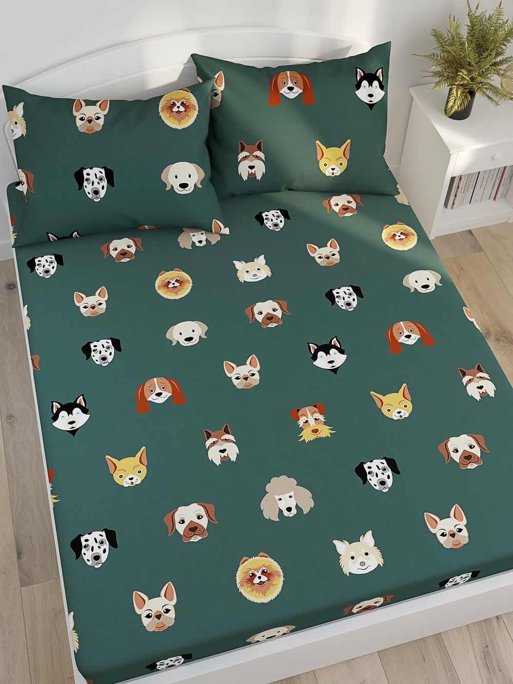 Простынь на резинке Сказка "Dogs " 180х200 см, перкаль