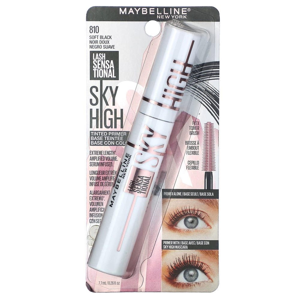 Maybelline, Тонирующий праймер для ресниц Lash Sensational, Sky High, 810 Soft Black, 7,7 мл (0,26 жидк. унц.)