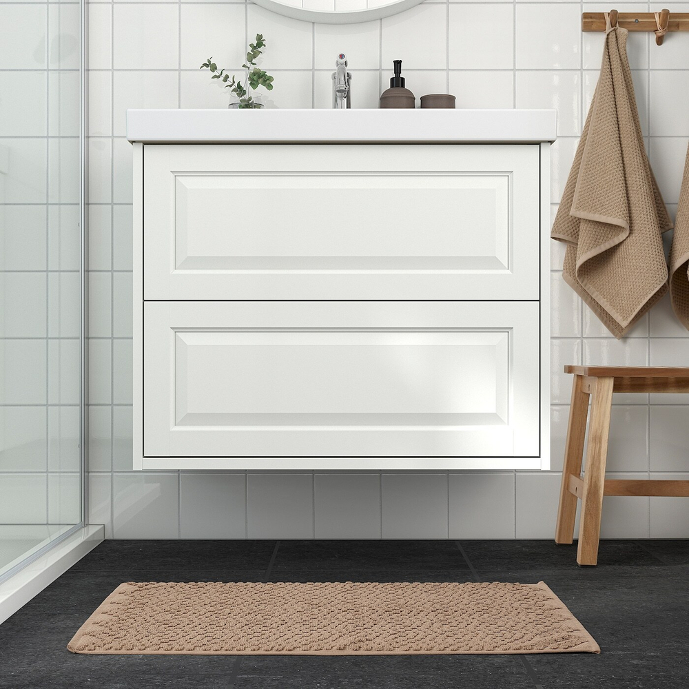 IKEA FJÄLLKATTFOT  (ИКЕА ФЙÄЛЛКАТТФОТ)  -  Коврик для ванной комнаты, бежевый, 50x80 см