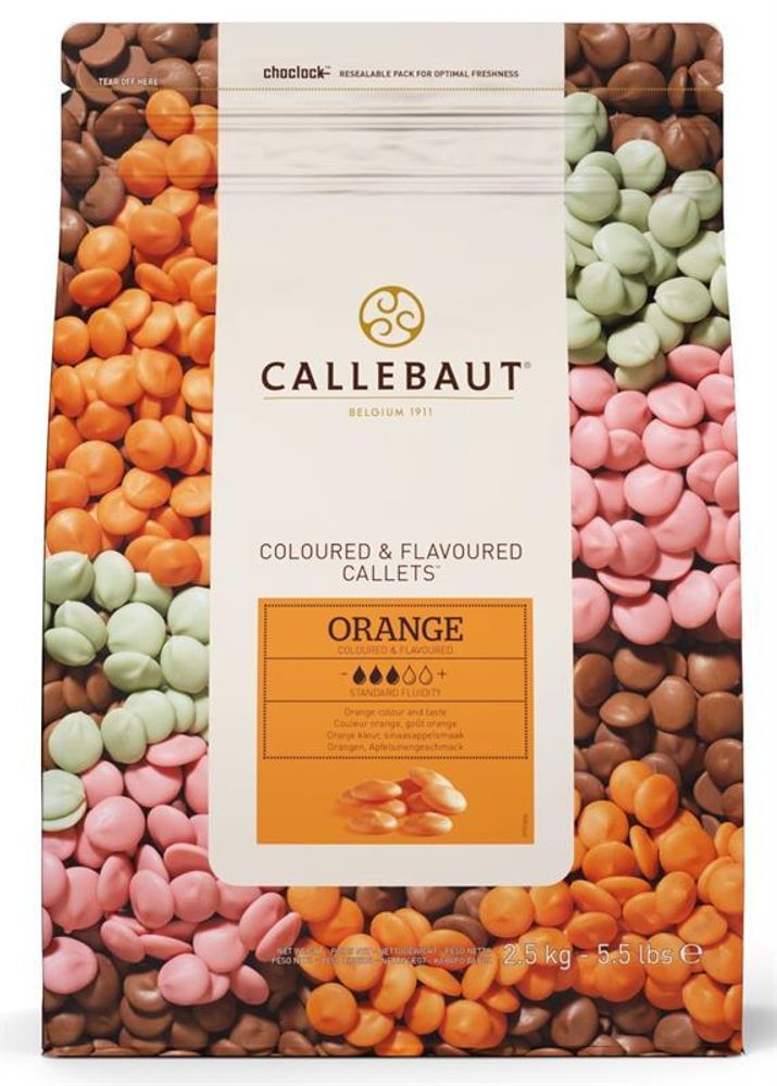 Шоколад со вкусом апельсина оранжевый Callebaut