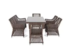 "Катания" обеденная группа плетеная на 6 персон, цвет коричневый