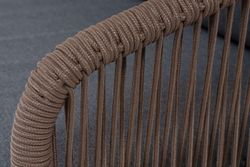 "Канны" диван 3-местный плетеный из роупа, основание дуб, роуп коричневый круглый, ткань темно-серая 027