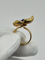 Кольцо Цветок с синим кристаллом