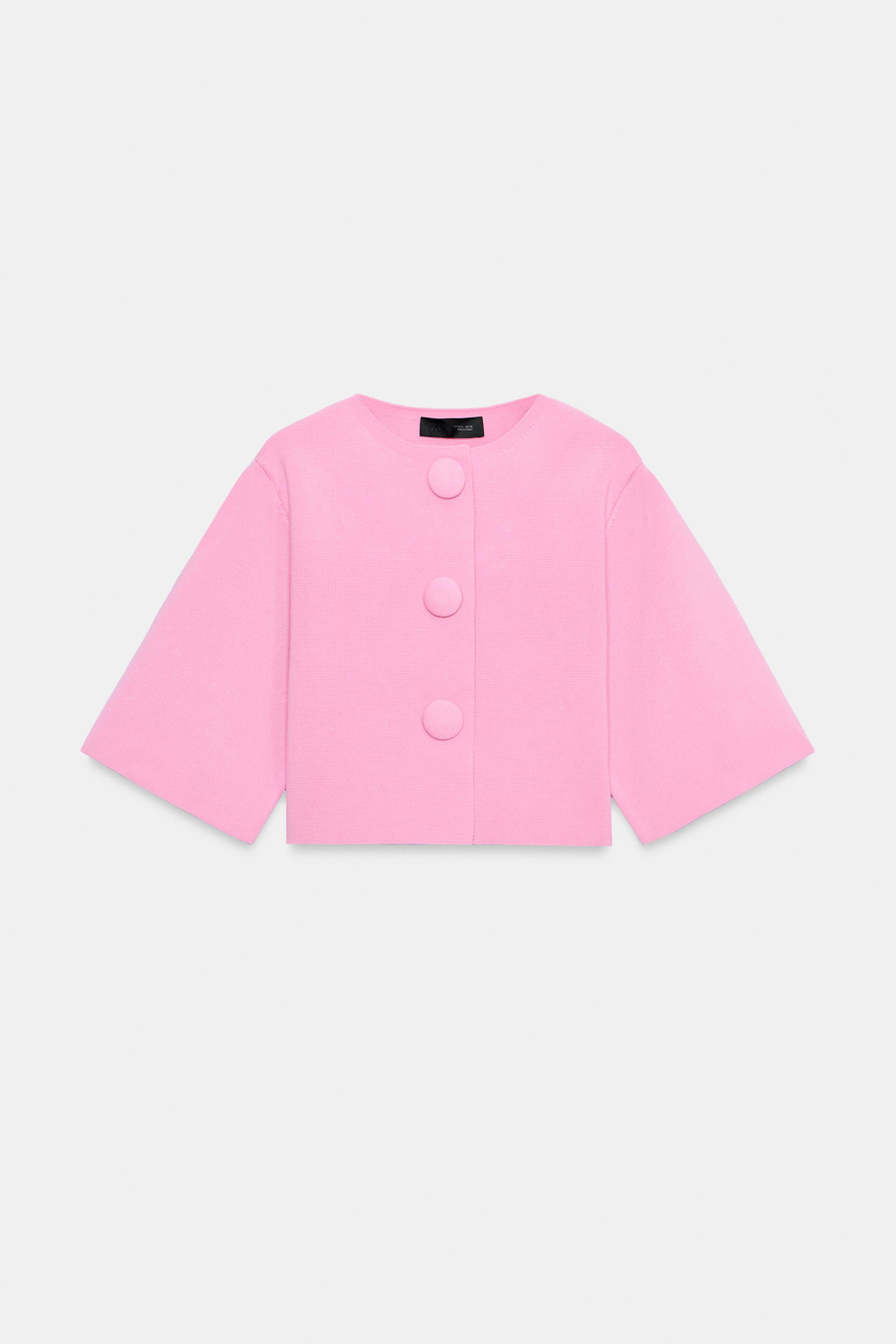 ZARA УКОРОЧЕННЫЙ КАРДИГАН С ОБТЯЖНЫМИ ПУГОВИЦАМИ, РОЗОВЫЙ