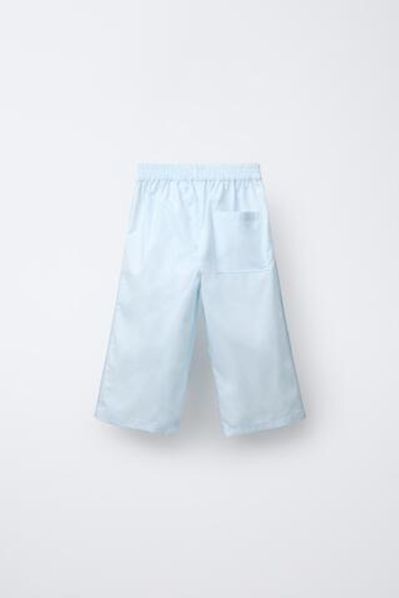 ZARA БРЮКИ ИЗ ВЫСОКОТЕХНОЛОГИЧНОЙ ТКАНИ С КОНТРАСТНЫМ ЦВЕТОЧНЫМ ПРИНТОМ, ГОЛУБОЙ