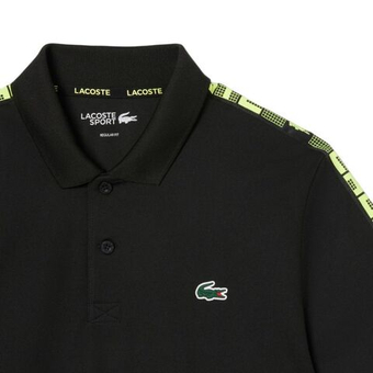 Мужское теннисное поло Lacoste Ultra Dry Branded Stripe Tennis Shirt - black
