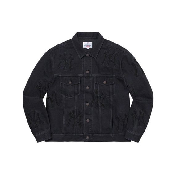 Supreme Week 2 x New York Yankees Denim Trucker Jacket Logo