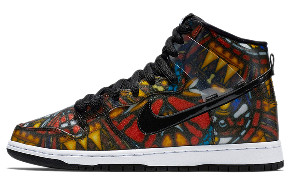 CONCEPTS x Nike Dunk SB "Stained Glass" stained Glass special shoe box joint retro trend high-top sneakers for men and women with the same yellow, red and blue