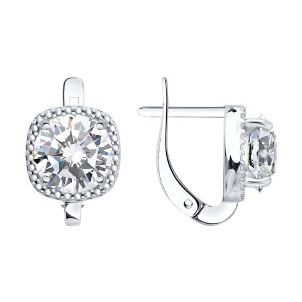 Серьги из серебра с фианитами