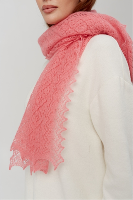 Оренбургский пуховый палантин П3-15050-15 розовый