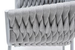 "Монако" стул плетеный из роупа, каркас алюминий светло-серый (RAL7035) муар, роуп светло-серый 40 мм, ткань светло-серая