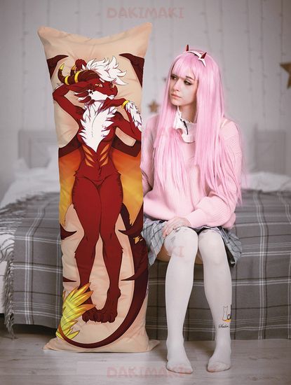 Дакимакура фурри Красный Дракон арт. 0678