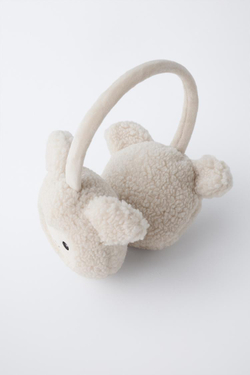 ZARA НАУШНИКИ ИЗ ИСКУССТВЕННОЙ ОВЧИНЫ «ОВЕЧКИ», ЭКРЮ