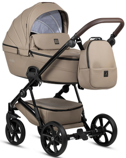 Детская коляска Tutis Viva 5 Plus Leather 2024 3 в 1 с автокреслом Elo Lux EduSky Black 1452149 Cappuccino