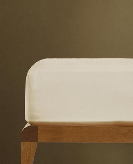 ZARA HOME (300 НИТЕЙ) НАТЯЖНАЯ ПРОСТЫНЯ ИЗ ХЛОПКА, БЕЖЕВЫЙ