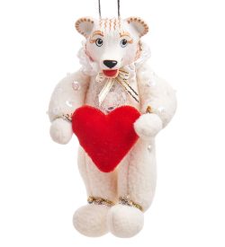 РусКукла RK-878 Кукла подвесная «Белый медвежонок с сердечком»