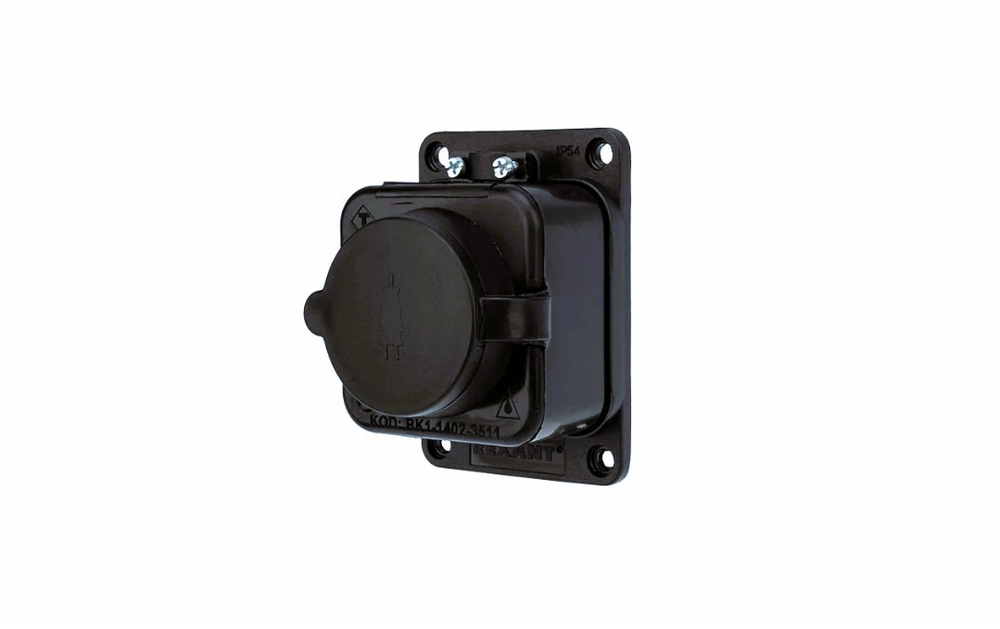 REXANT Колодка 1гн с З/К черная каучук 16А IP20