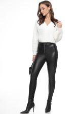 Брюки черные комбинированные с экокожей облегающие DStrend (Акция)