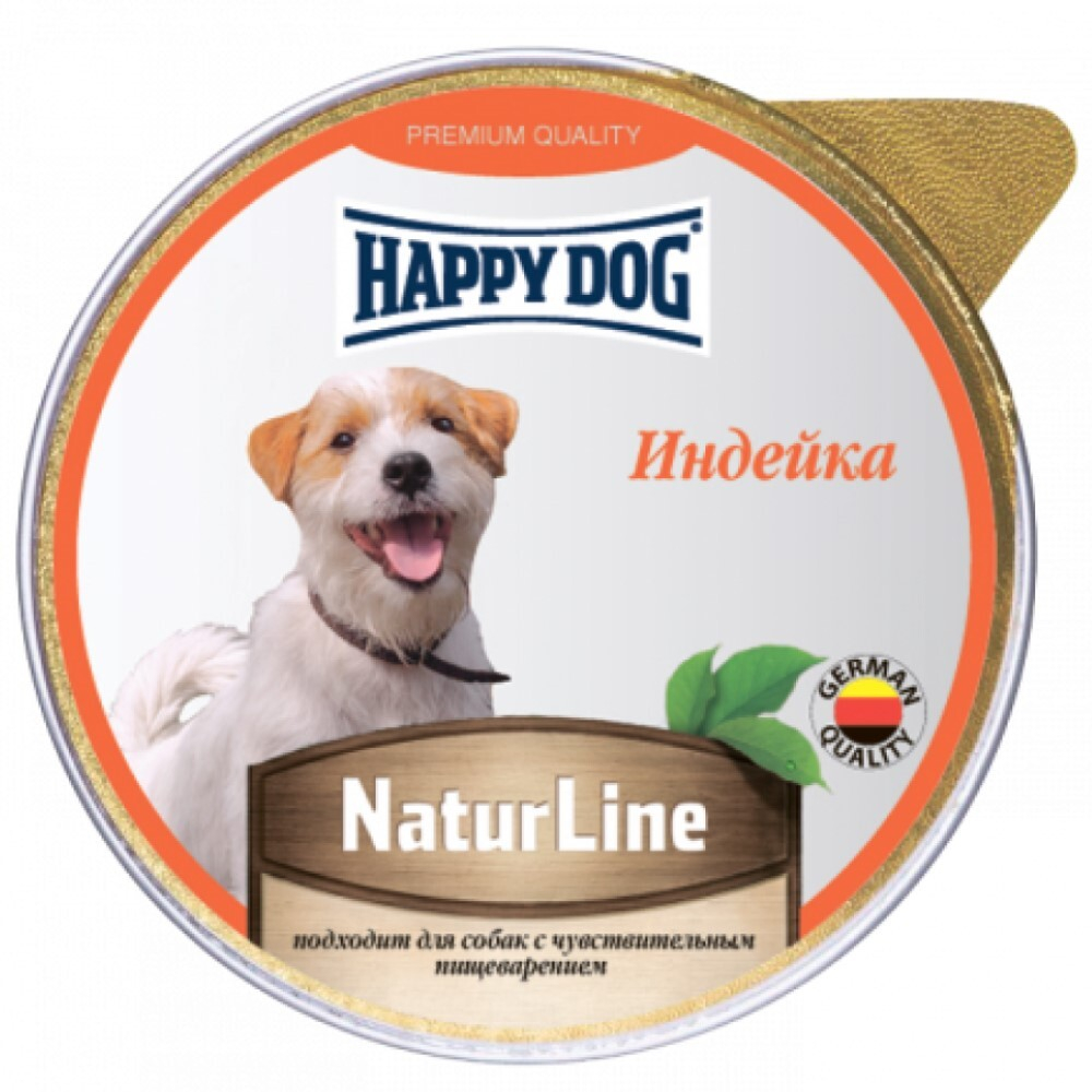 Happy Dog консервы для собак с индейкой 125 г паштет (ал.баночка) (Россия) Natur Line