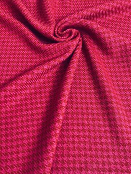 Костюмная жаккард, принт гусин. лапка, малинов/красный NB#151