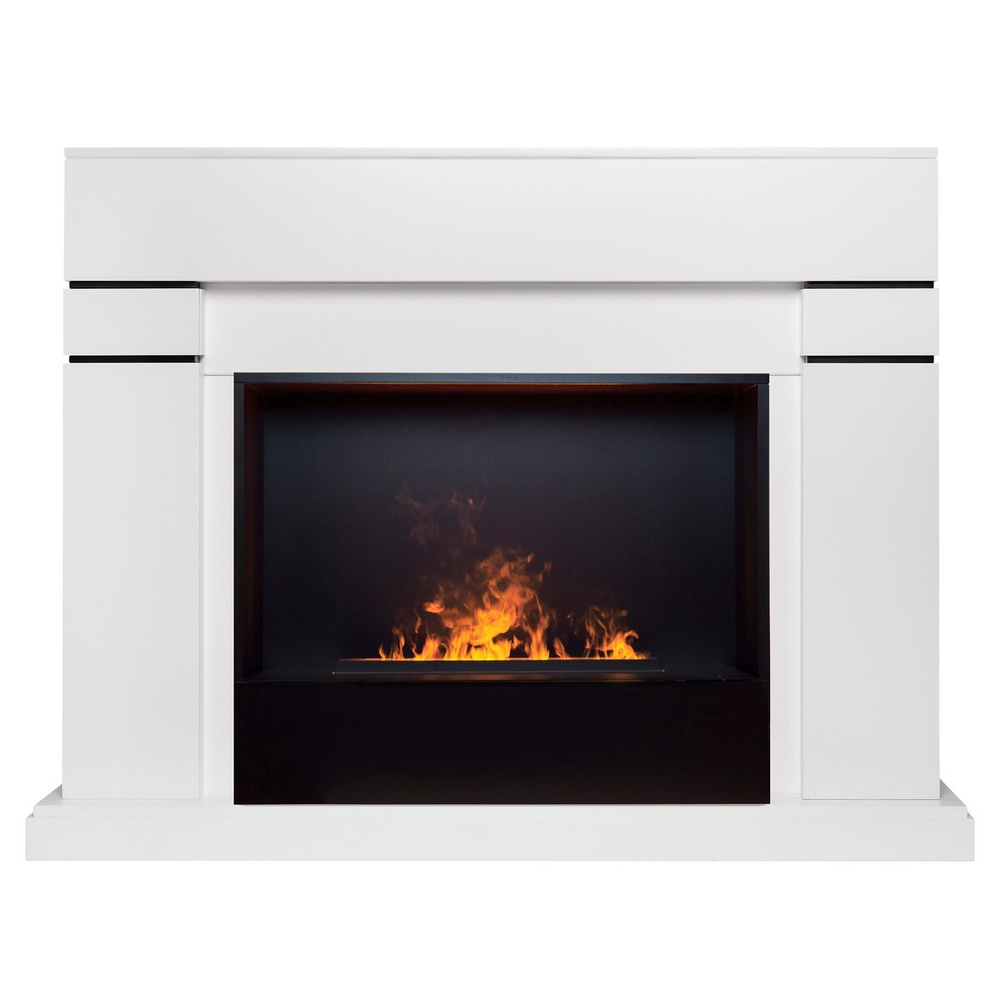 Электрокамин RealFlame Lindelse 26 WT белый с очагом 3D Cassette 630 Black Panel
