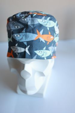 Медицинский колпак (Принт «Акулы на сером»)