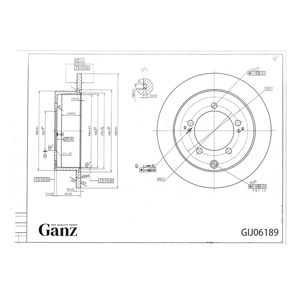 Диск тормозной GANZ задний с покрытием MITSUBISHI Outlander I / D=262mm Арт.: GIJ06189