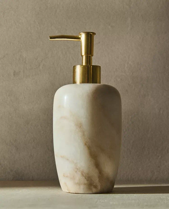 ZARA HOME ДОЗАТОР ДЛЯ МЫЛА С МРАМОРНЫМ УЗОРОМ, ЭКРЮ