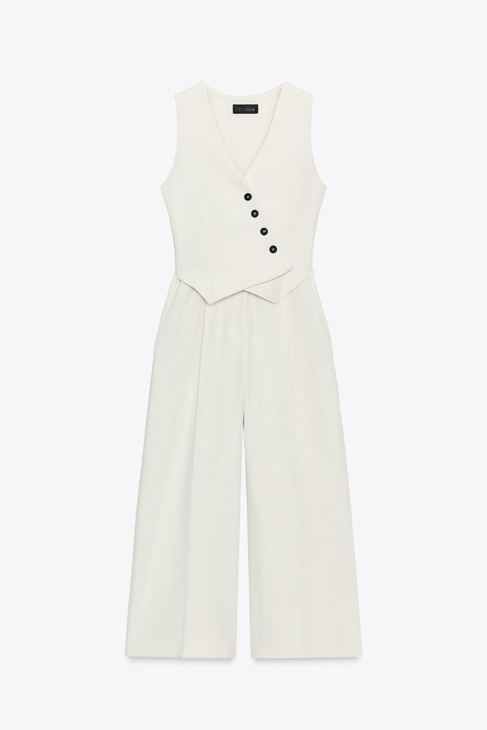 ZARA ШИРОКИЙ КОМБИНЕЗОН, ЭКРЮ