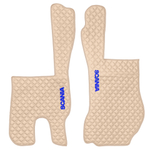 Ковры SCANIA 5 серии R (механика) (экокожа, бежевый, бежевый кант, синяя вышивка)