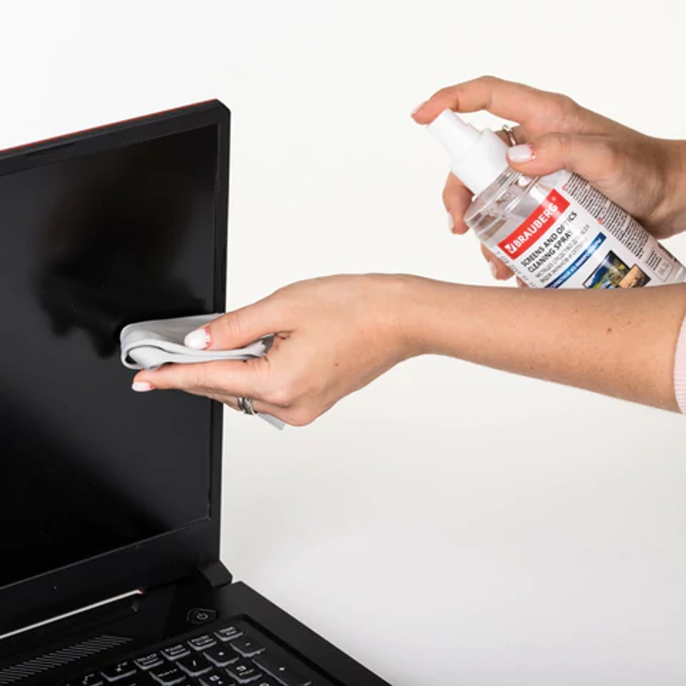 Чистящий набор для экранов всех типов и оптики BRAUBERG, комплект салфетка и спрей, 200 мл