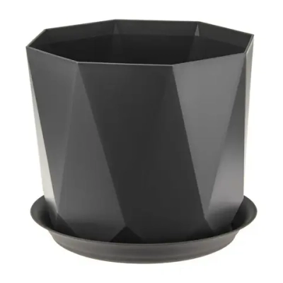 Кашпо ПРИЗМА D220мм 4,7л с поддоном графитовый (комплект 8 шт)