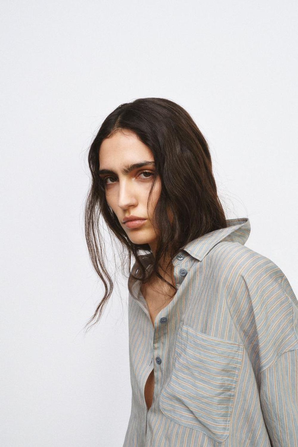 ZARA РУБАШКА СВОБОДНОГО КРОЯ В ПОЛОСКУ — ZW COLLECTION, РАЗНОЦВЕТНЫЙ