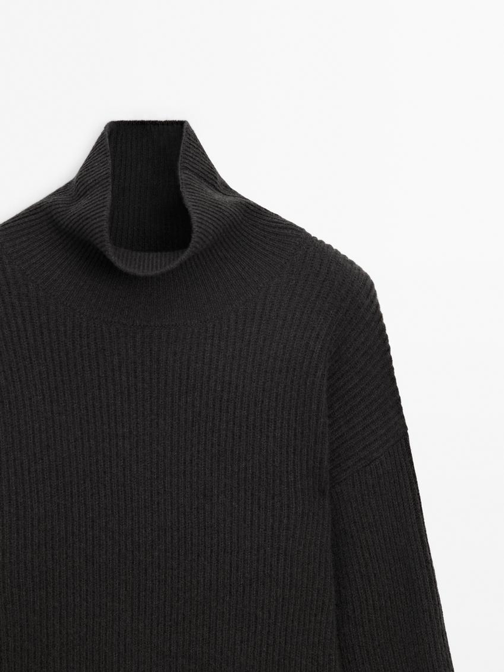 Massimo Dutti Свитер платочной вязки из 100% кашемира, свинцовый