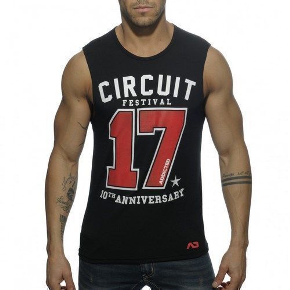 Мужская майка с принтом ADDICTED Черная AD4-M226