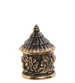 AM-1429 Наперсток «Цветочный домик» с магнитом (латунь, янтарь)