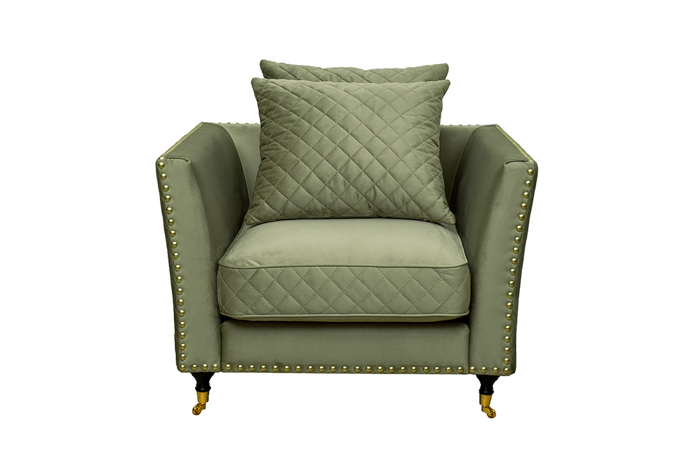Кресло велюровое 98x101x88см Garda Decor Sorrento оливковое с колесиками