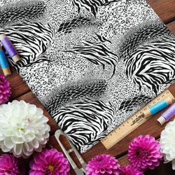 Ткань оксфорд 600 чёрно-белые принты животных