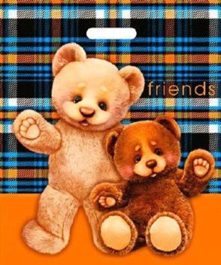 Пакеты с вырубной ручкой "Друзья" 40х47+6 см 45 мкм (50 шт)