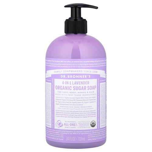 Dr. Bronner's, 4-in-1 Organic Sugar Soap, Lavender, 24 fl oz (710 ml)