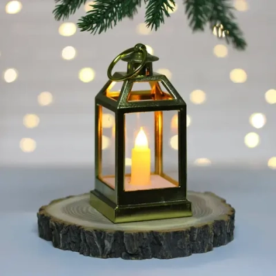 Сувенир с подсветкой «Свеча» 6*12,5 см, Золото (работает от батареек LR44*3)